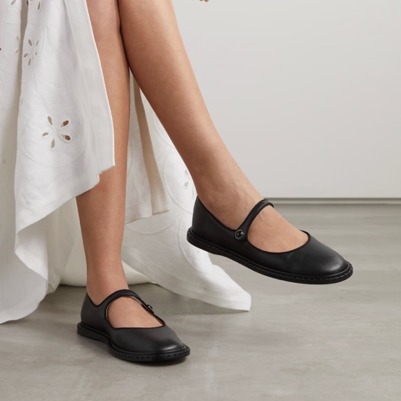 Chloe Shoes - Chloe Black Leather Mary Jane Flat Chloe Ballet Flats